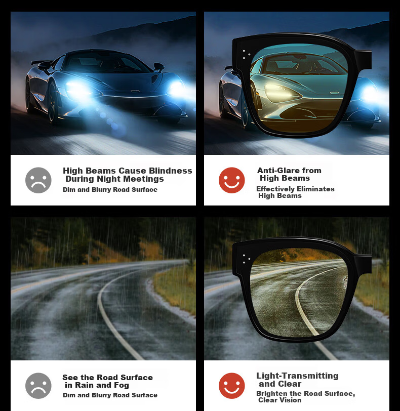 CAPONI Night Vision Driving Sunglasses Clip-On Unisex Photochromic Polarized Sunglasses Clip for Day and Night Use with Prescription Glasses 5
