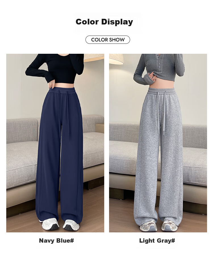 Free Style Wide-Leg Pants for Women Spring New Sports Sweatpants High Waist Slim Loose Draped Straight Casual Trousers 12