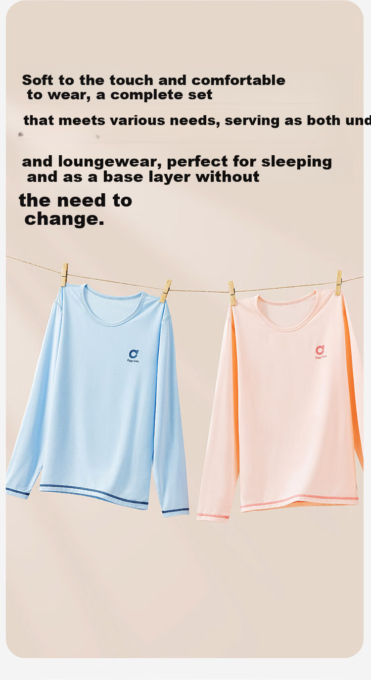 Dingguagua Children's Autumn Underwear Set, Boys' Modal Thin Underwear, Spring And Autumn Pajamas, for Older Children, Base Layer, Blue, Size 140 7