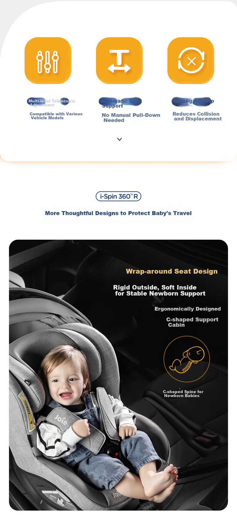 JOIE Child Safety Seat 0-4 Years ADAC Tested 360° Rotation i-Size Certified Gyro Warrior Pro Gray 13