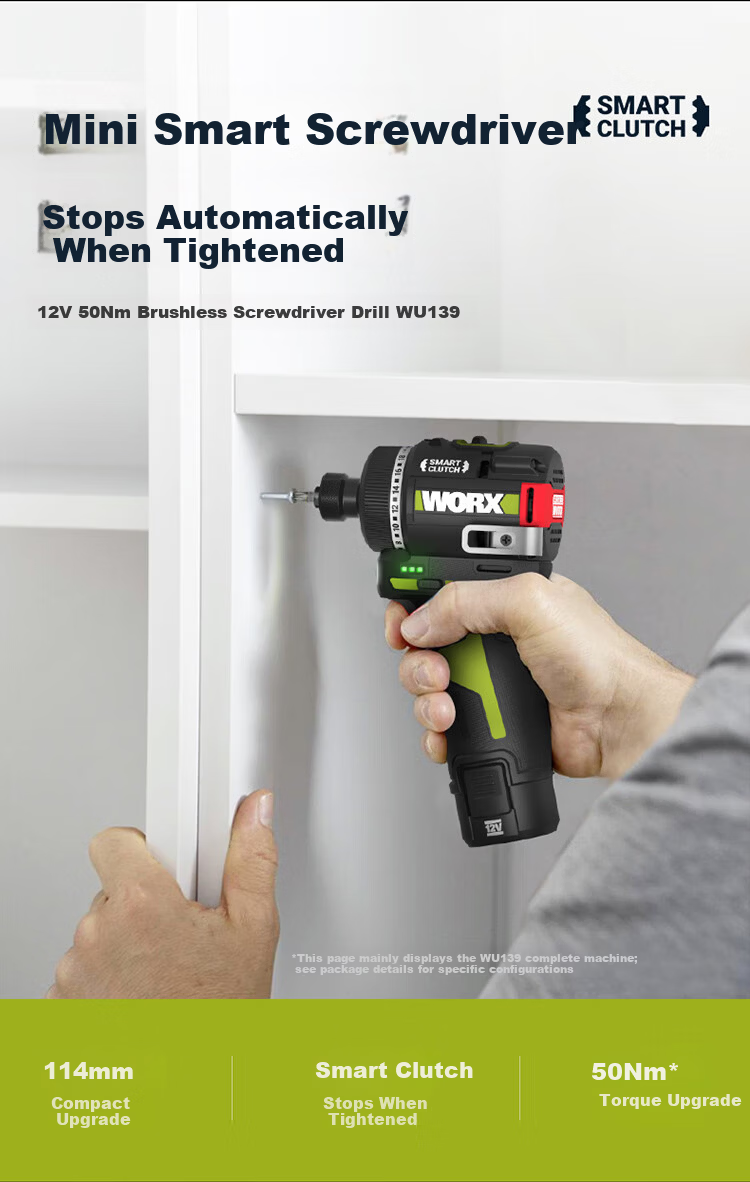 Worx 12V 50N Brushless Electric Screwdriver WU139 (2.0 Dual Battery) Cordless Drill Lithium Battery Handheld Drill Screwdriver 2