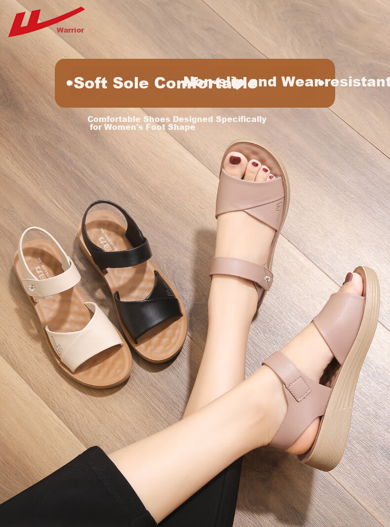 Warrior Women's Summer Soft Sole Non-Slip Sandals for Middle-Aged and Elderly, 2026 New Model, Age 50-60, Style 1155, Lavender, Size 35 1