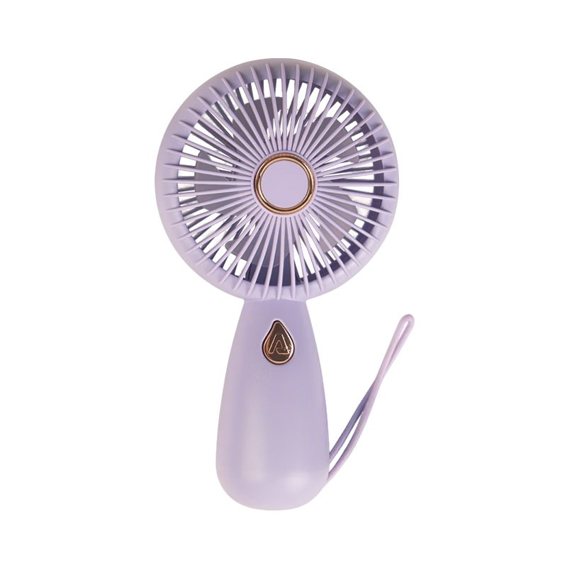 Baosou Portable Handheld Mini Fan with Built-in Light and Lanyard, Rechargeable, 3-Speed Strong Wind, Quiet, Lightweight for Outdoor, Office, and Students - Purple