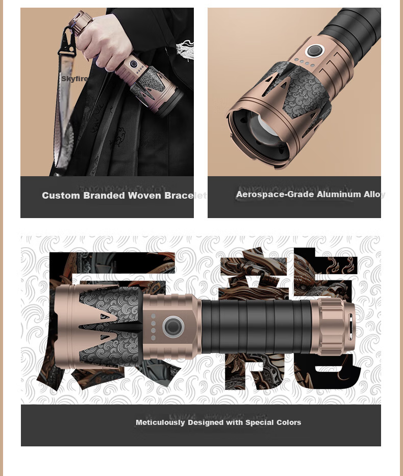 Tianhuo Flashlight Qian Kun High Brightness Ultra Long Battery Life 200000 Lumens Penetrating Outdoor Long Range Home Use 4