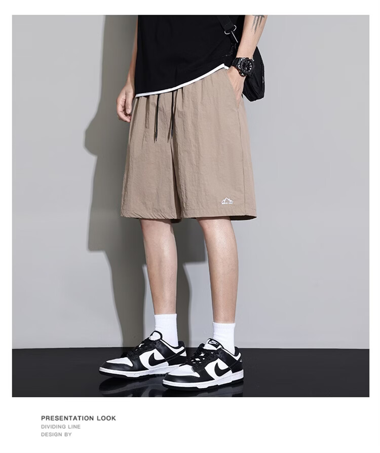 GLM Men's Summer Thin Ice Silk Casual Shorts Loose Sports Beach Mid-Length Pants 19