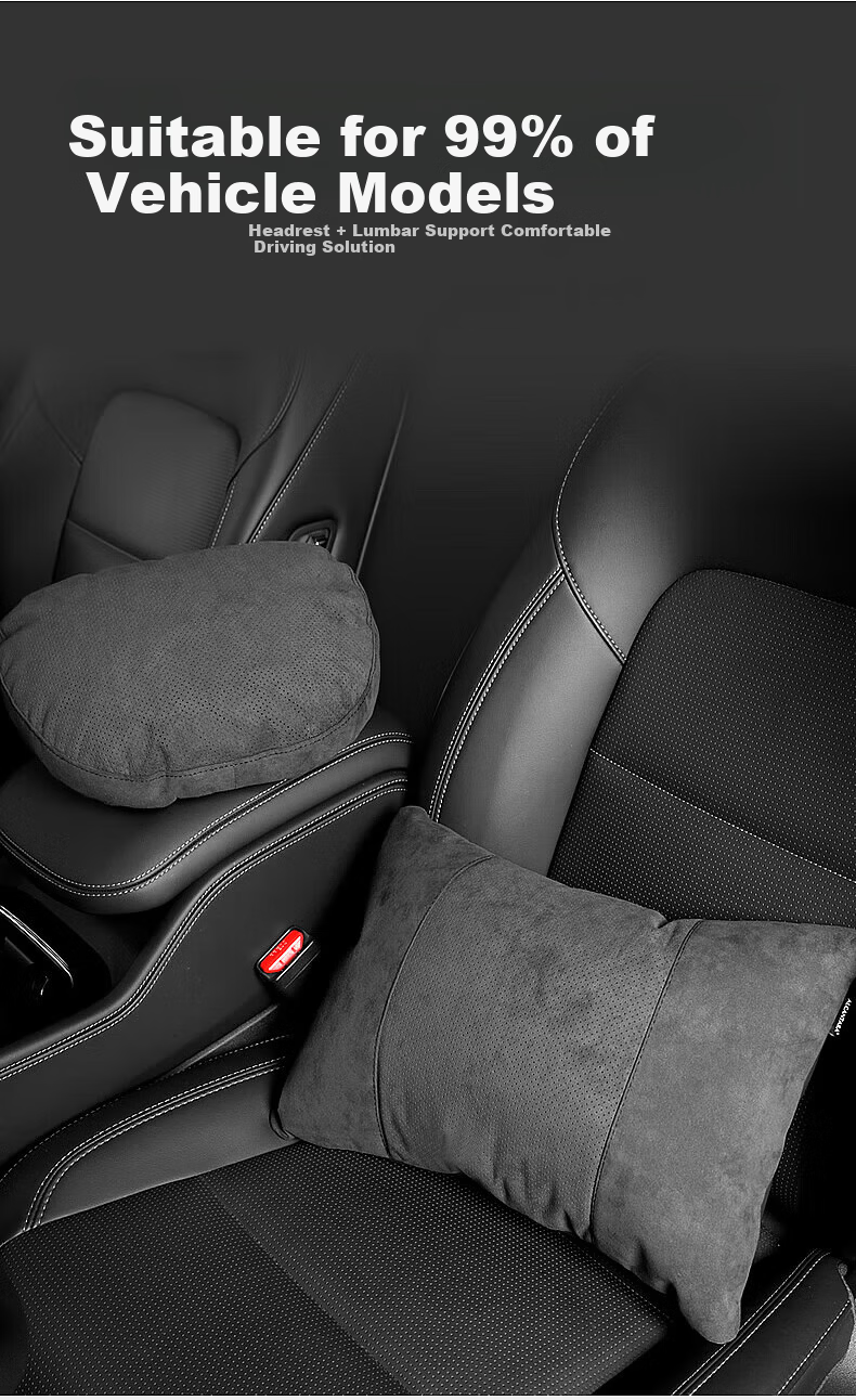BIMLL Alcantara Car Headrest, Neck Pillow, Lumbar Support, In-Car Cushion, Neck Protector, for Mercedes-Benz S-Class And Maybach, Universal Fit 3