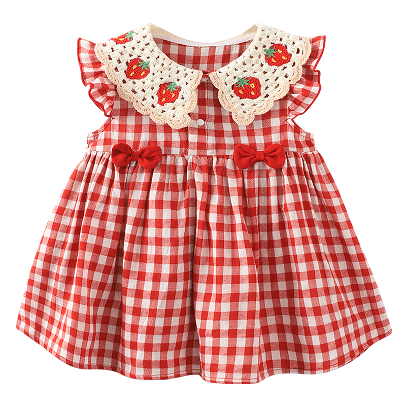 Youqi Girls' Short Sleeve Dress Summer Toddler Flutter Sleeve Princess Dress Kids Summer Thin Baby Top