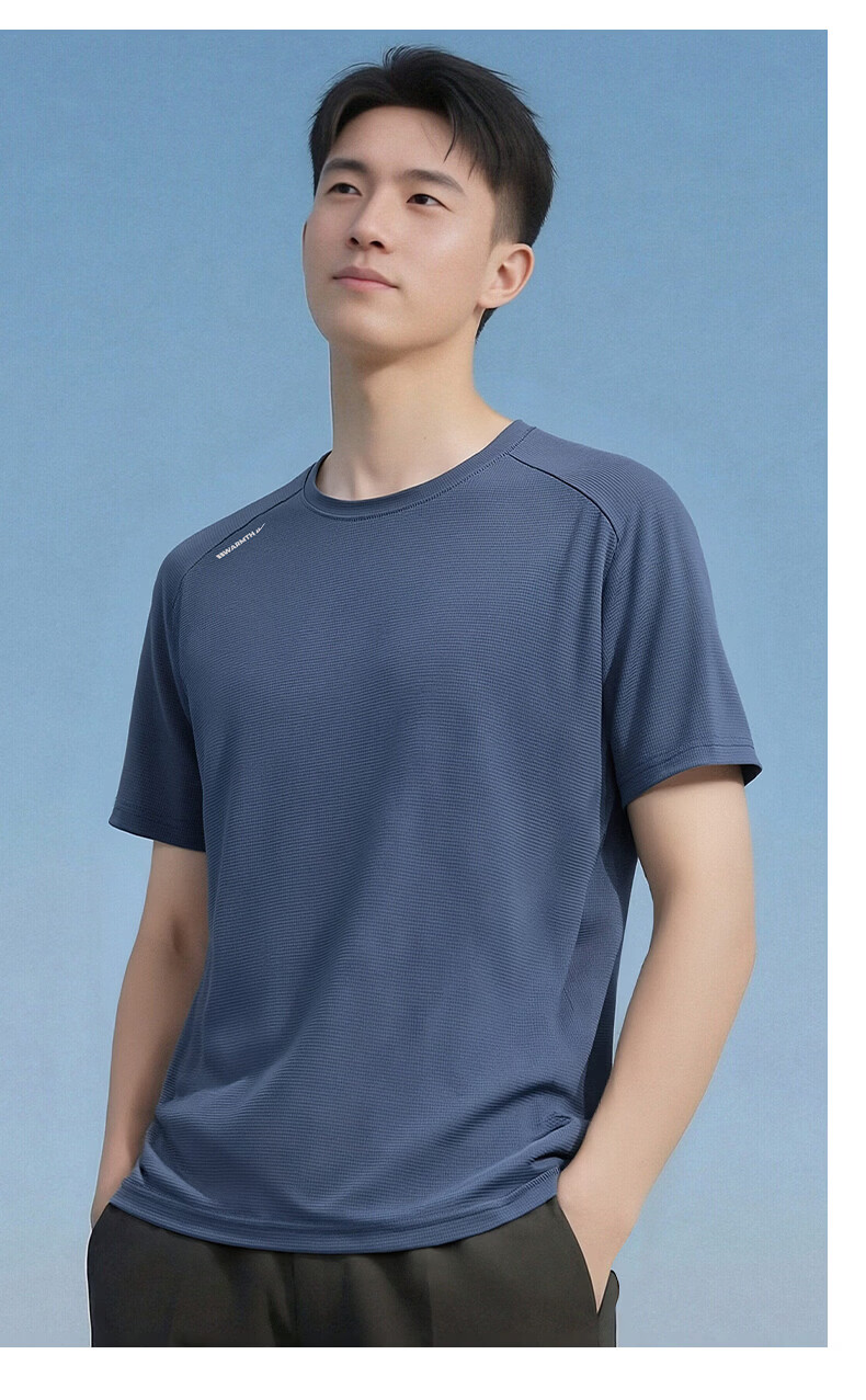 Warrior Men's Short Sleeve Summer Breathable Ice Silk Quick-Dry Running Fitness Sports Crew Neck T-Shirt Sweat-Absorbing Top 7