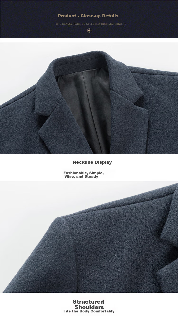 ROMON Wool Suit Jacket for Men, Autumn And Winter Business Casual Thick Coat, Men's Outerwear, 85XF Black 3XL 20