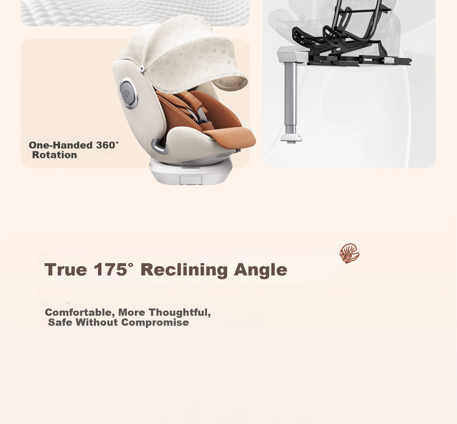 Chuyingbei Child Safety Car Seat for 0-7-12 Years Old Baby, Infant Car Seat with Recline, Smart Ventilation and Heating 8