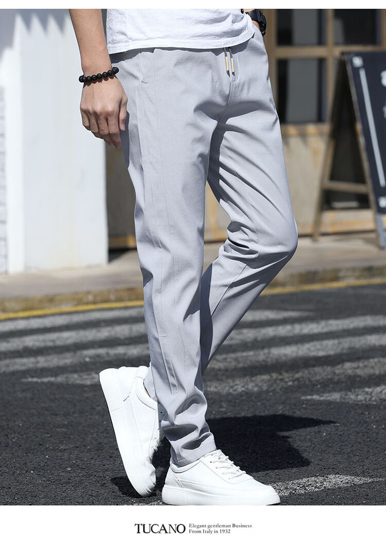 TUCANO Men's Casual Pants Spring Summer Straight-leg Sports Pants Trendy Versatile High-end Trousers Black 29 6