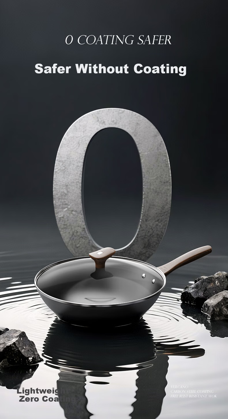 Alluflon Aluflon Titanium Volcanic Iron Frying Pan Healthy 0 Fluoride Rust-Free No Seasoning Non-Stick Home Cooking Wok 9