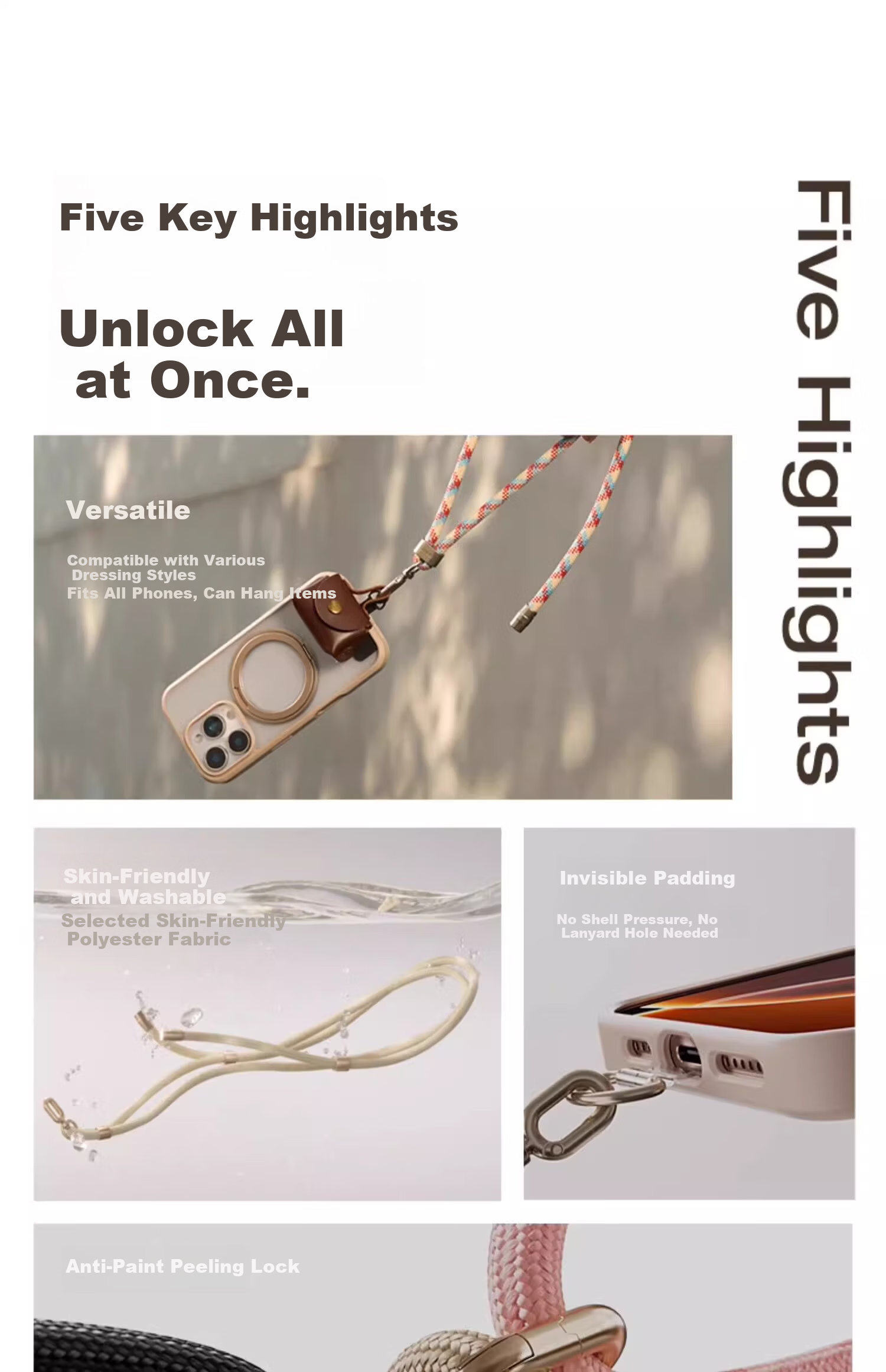 Torras Adjustable 2025 New Phone Lanyard High-End Braided Wrist Strap Anti-Theft Hand Strap Drop-Proof Compatible with iPhone/Xiaomi/Huawei Versatile Vibrant Orange 7