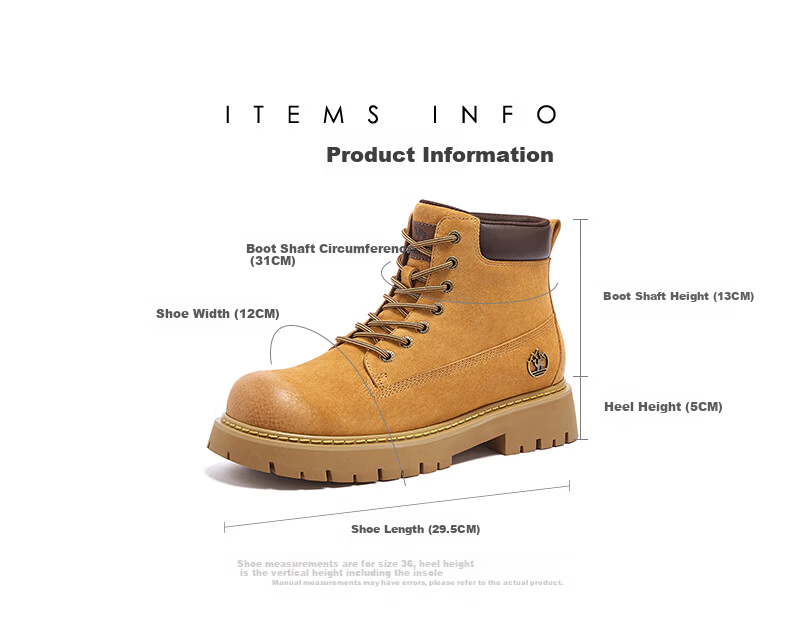 CAMEL [Shanyue] Women's Work Boots Trendy Thick-Soled Martin Boots L25W076018R Earth Yellow (Suede Lining) Size 37 37