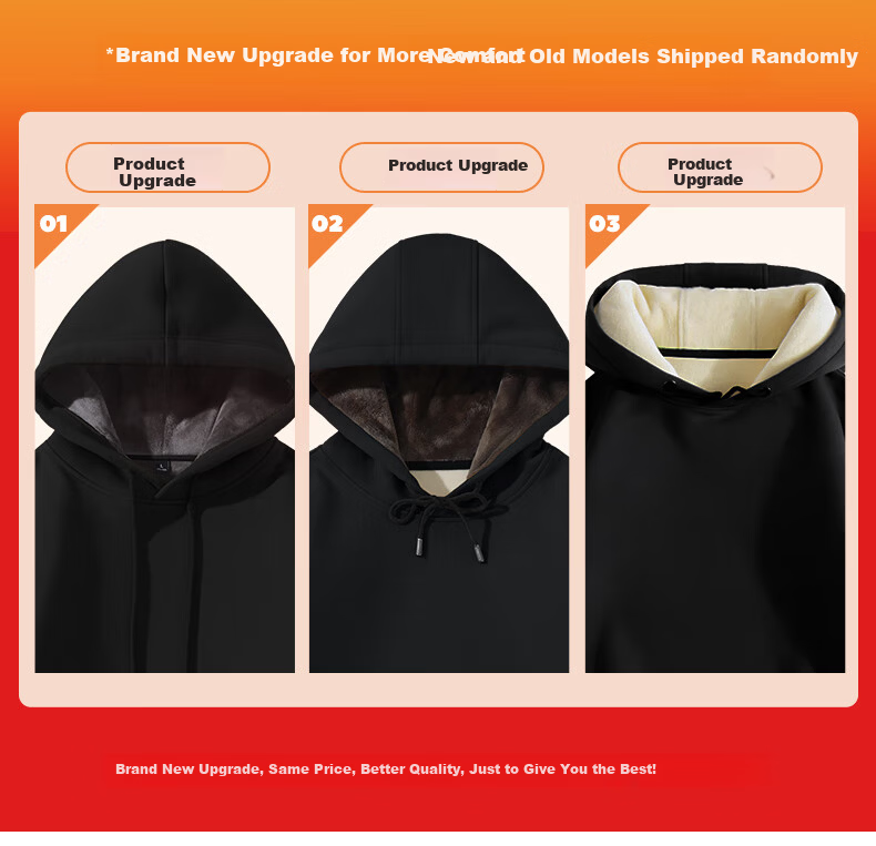 Jeanswest Men's American Style Fleece-Lined Thickened Hoodie Autumn Winter Loose Fit Large Size Warm Sweatshirt 1