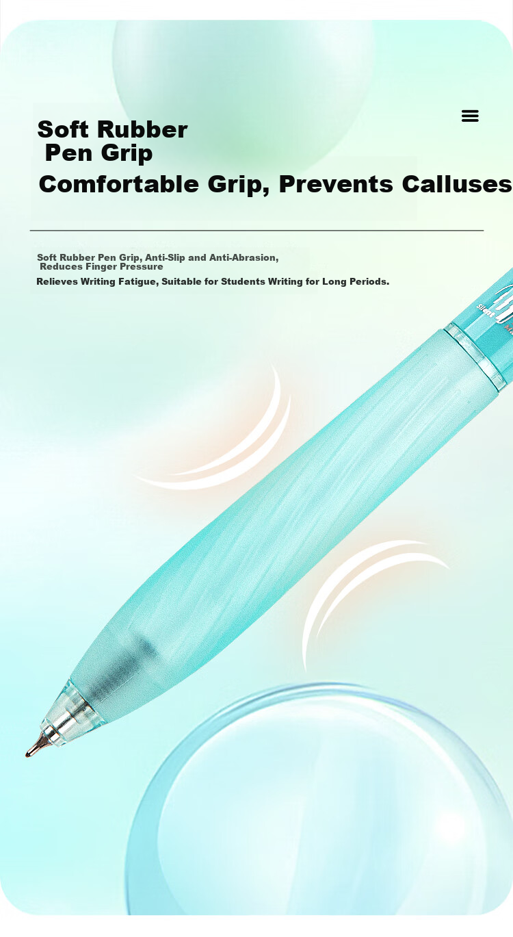 Fizz Low Noise Click Gel Pen 0.5mm Quick-Dry Dual Ballpoint Soft Grip Large Capacity Office Signature Pen Green B73012 7