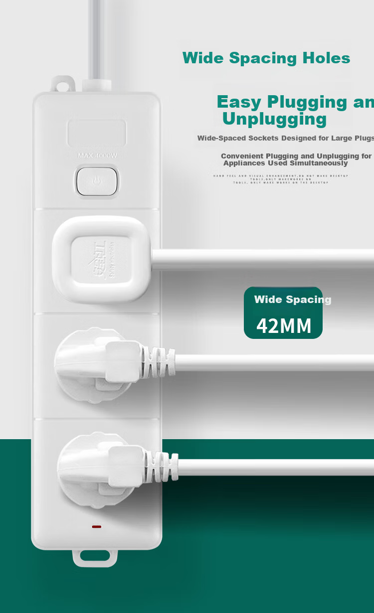 Sushiermo [10A to 16A High Power] 4kW Master Control Power Strip 3 Outlets 1.8m Cable for Air Conditioner/Water Heater/Electric Heater High Power Safe Electricity Use 12