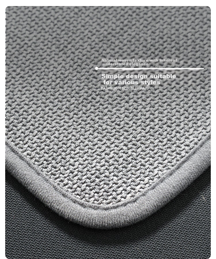 Cartifia Bathroom Mat Absorbent Quick-Dry Non-Slip Anti-Fall Linen Texture Thickened Rattan Gray 50*80cm 5