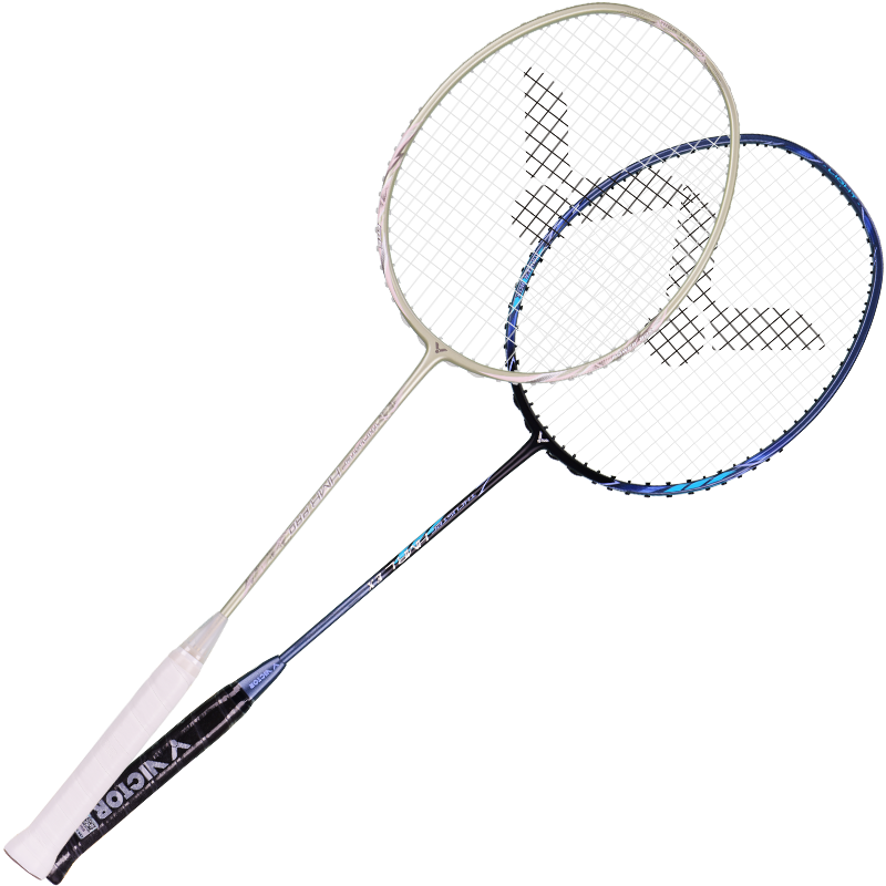 VICTOR TK-HMR Iron Blue Gray + Glazed Gold 4U Badminton Racket Set Pre-Strung with Grip
