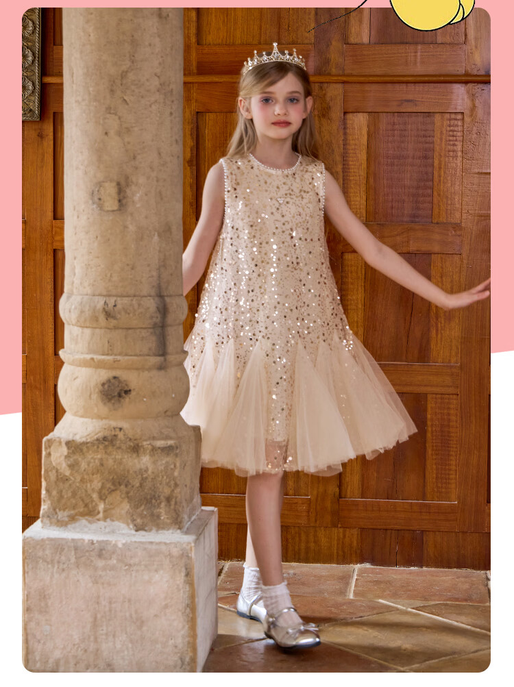 Disney Girls' Dress Children's Birthday Princess Tulle Dress Party Dress 2026 Summer New Girls' Sleeveless Dress 7