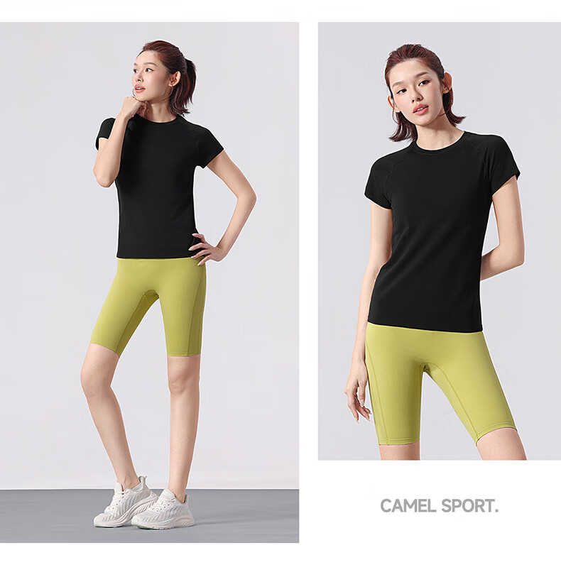 CAMEL Quick-Dry Sports T-Shirt Women Breathable Running Training Short Sleeve Top Y26BK1L3018 Jade White L 19