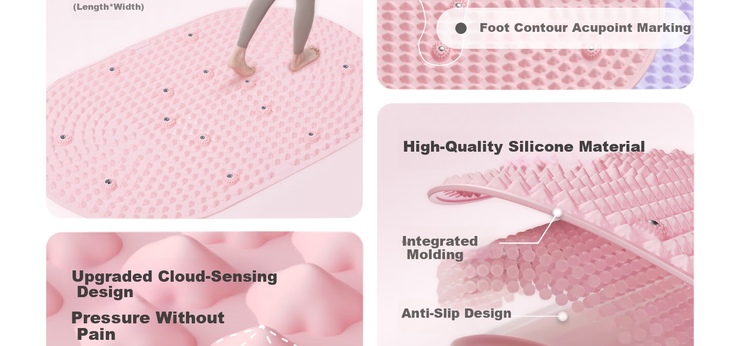 Keep Liquid Soft Silicone Acupressure Board Large Size Food Grade Ultra Slow Running Foot Massage Acupoint Toe Pressure Board Pro - Pink 11