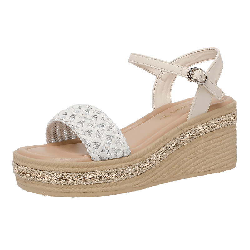 Red Dragonfly Women's Wedge Sandals Thick Sole One-Strap Casual Shoes Height Increasing Soft Sole Beach Shoes WLK266892 Beige Size 38