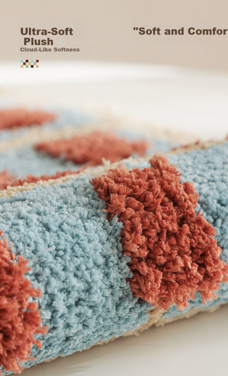 Cartifia Vintage Style Thickened Absorbent Bathroom Mat Non-Slip Home Carpet Small Red Check 40x60cm 4