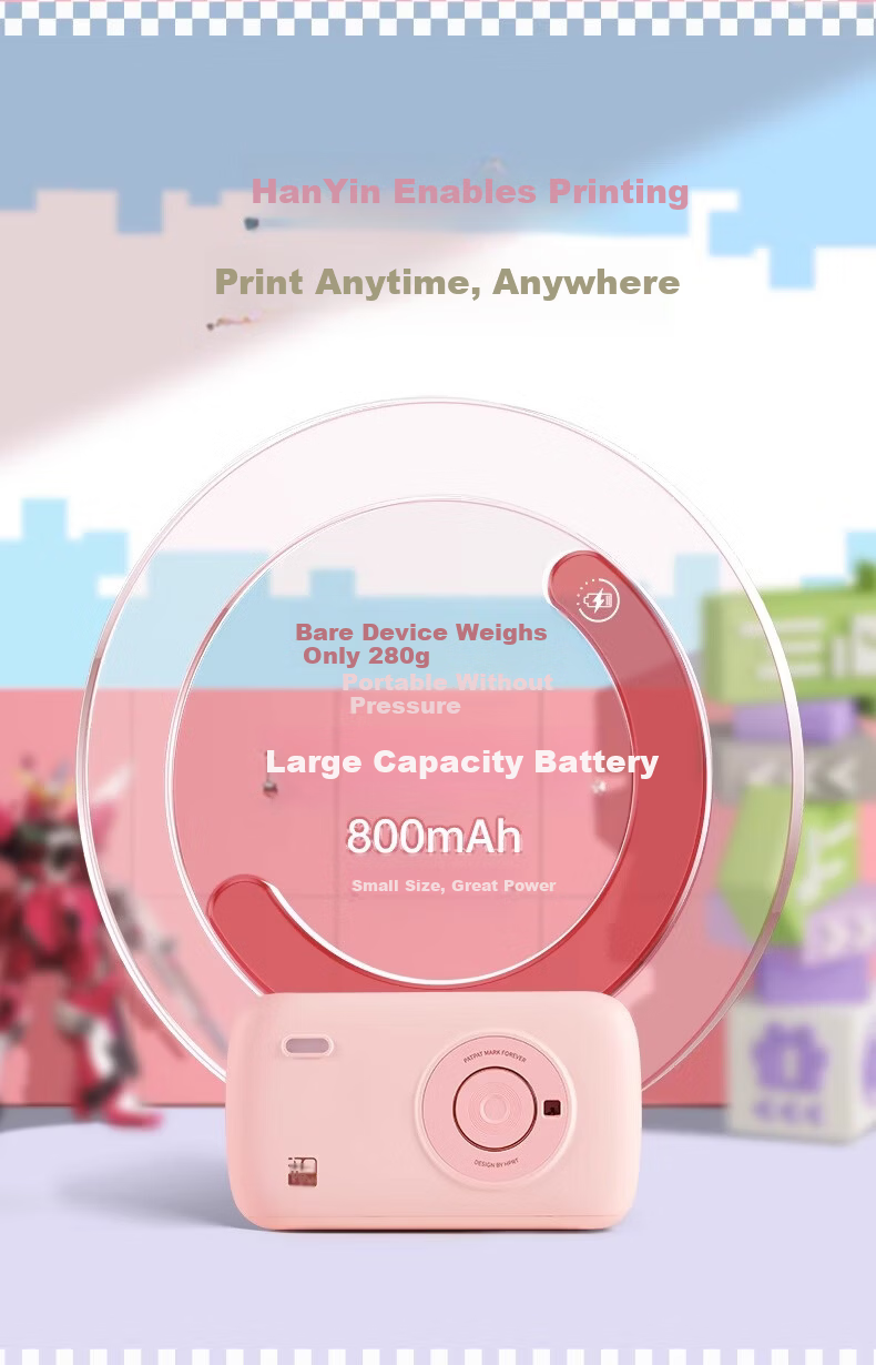 HPRT Instant Mobile Wireless Home Portable 3-Inch Pocket Color Photo Printer Thermal Sublimation HD Mini AR Video Photo Printer CP2100 (Pink) 5