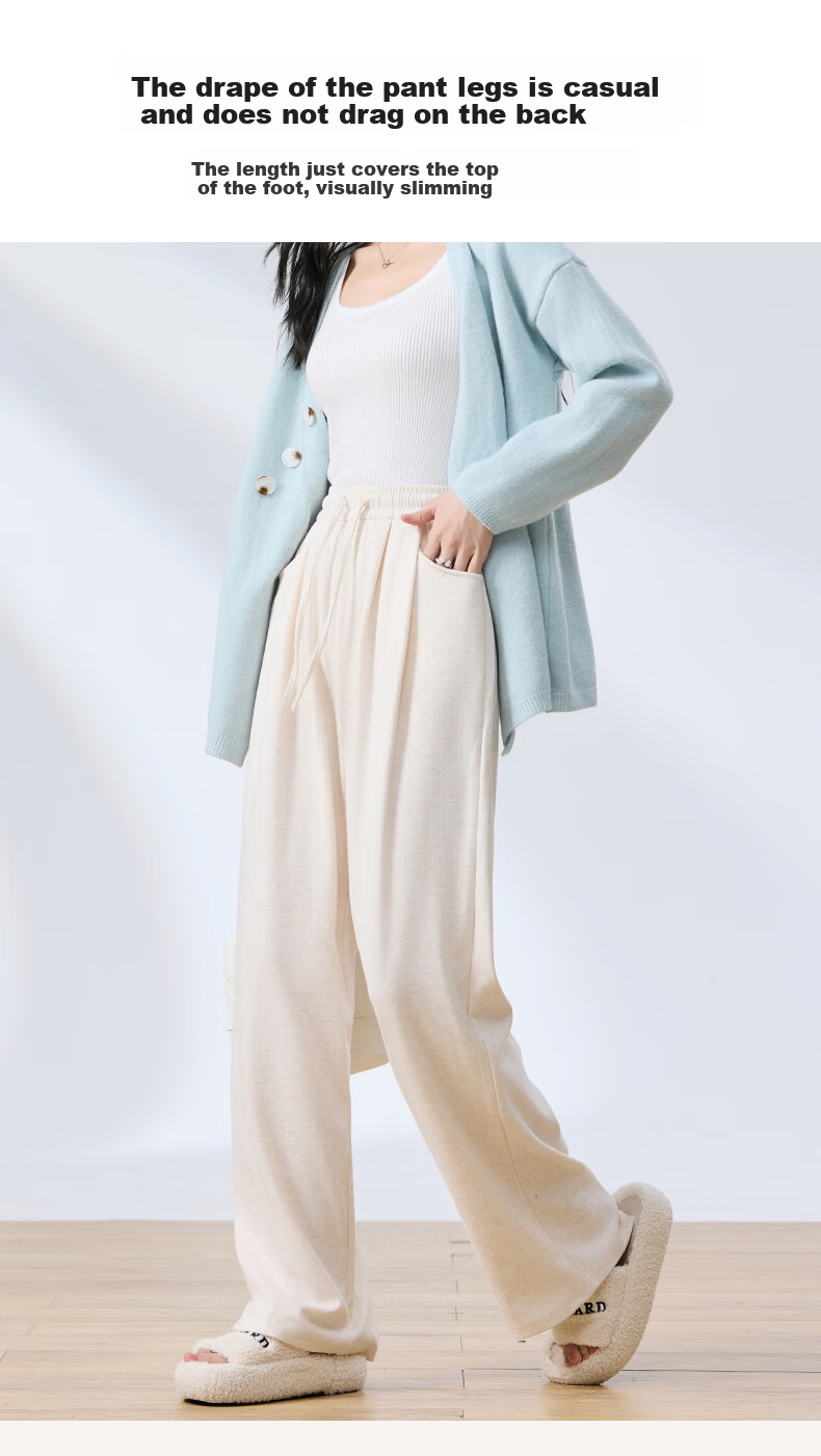 Langsha Soft Glutinous Rice Pants Women Autumn High Waist Straight Casual Floor-Length Loose Lazy Yamamoto Sports Pants 6