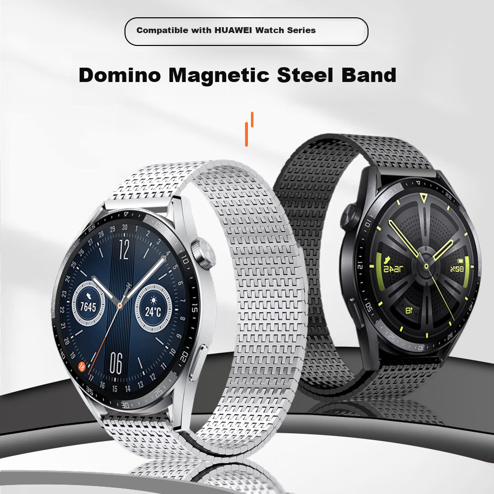 IM-CHEN Metal Braided Magnetic Buckle Strap for Huawei GT6 Pro Watch Band Watch6/GT5/4/3/2/Oppo Watch 4 Pro 22MM - Gold