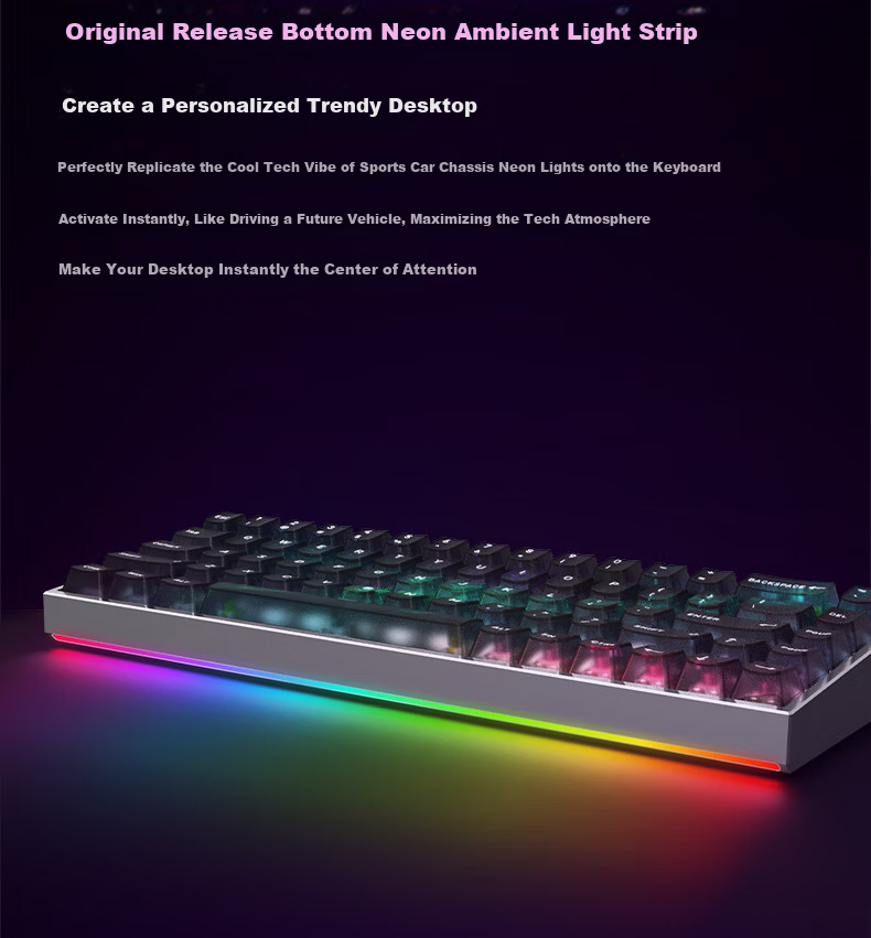 Hyeku MAG68 Magnetic Axis Custom Mechanical Keyboard Wired Hot-Swappable Aluminum Alloy 68-Key Kailh Glutinous Rice Switch Aurora RT Mode 13