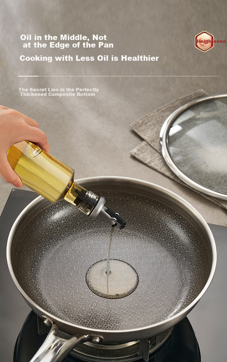 ASD Titanium Ceramic Honeycomb Stainless Steel Non-Stick Frying Pan, Fluorine-Free Coating, Egg and Steak Pan, Compatible with Induction Cookers, Model 28E6 10
