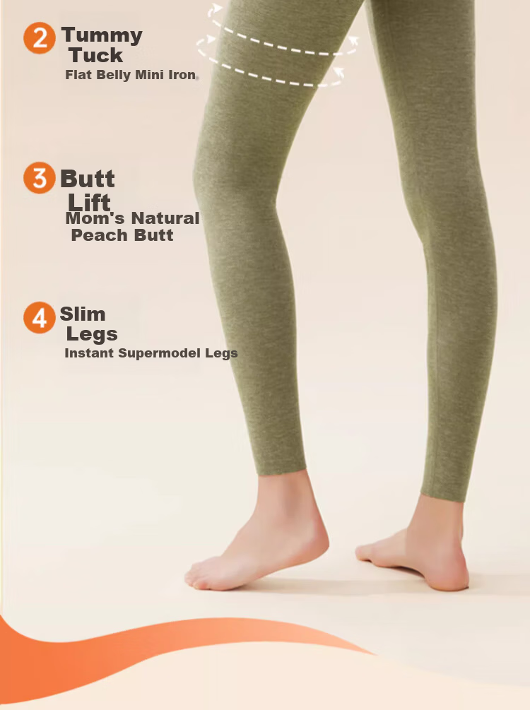Mianshuran Women's Thermal Pants Winter Wool Silk High Waist Leggings 10A Antibacterial Double-Sided Brushed Autumn Trousers Two-Pack 2