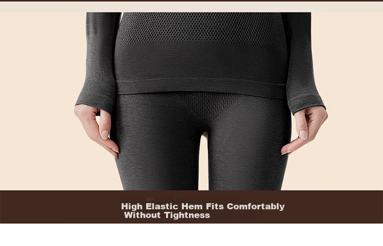 MiiOW Women's Thermal Underwear Set Seamless Slim Wool Heat Retaining Autumn Winter Body Shaping Top and Bottom 15