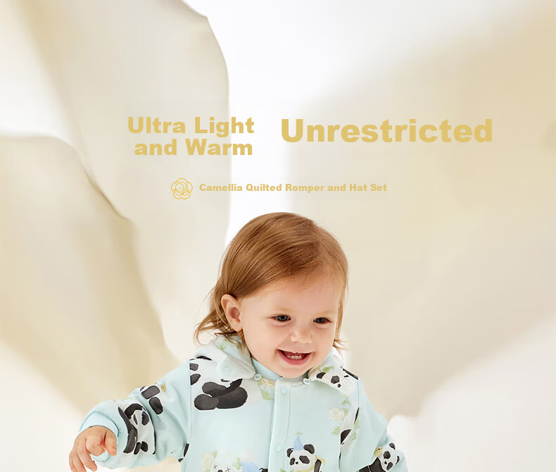Babycare Children's Camellia Padded One-Piece Winter Thickened Outerwear Warm Romper Cream Rabbit 80cm 2