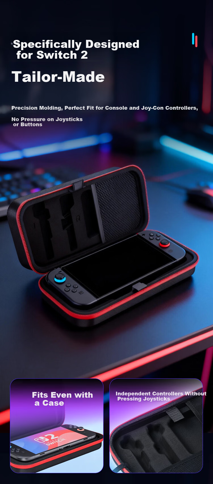 NVV Switch 2 Storage Bag NS2 Game Console Protective Case Portable Handheld Controller Grip Full Set Large Capacity Accessories Shockproof Hard Case NG-P2S 3