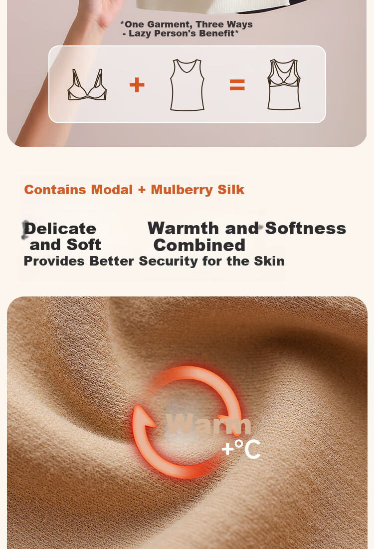 Urban Beauty Women's Thermal Underwear Silk Double-Sided Fleece Spring Thermal Vest with Chest Pad Basic Base Layer Shirt 3
