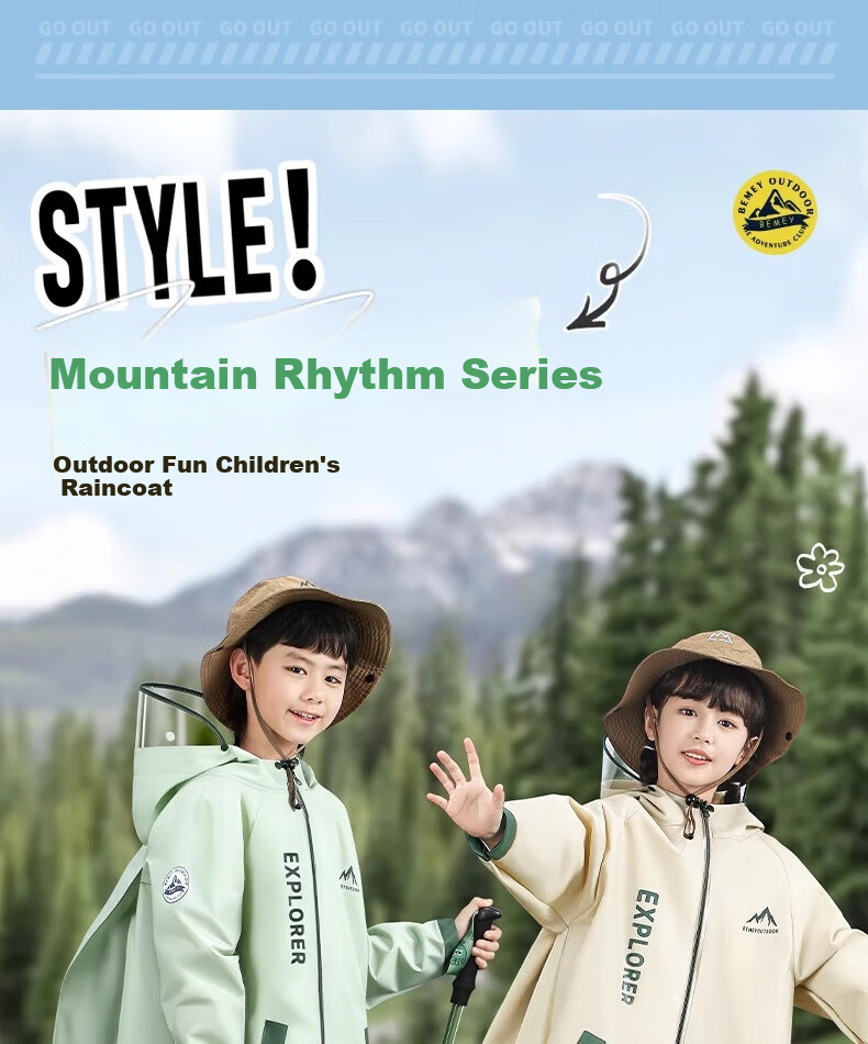 Beimei Kids Raincoat Unisex Full-Length Heavy Rainproof School Rain Poncho with Extra Large Backpack Cover for Elementary and Middle School Students 2
