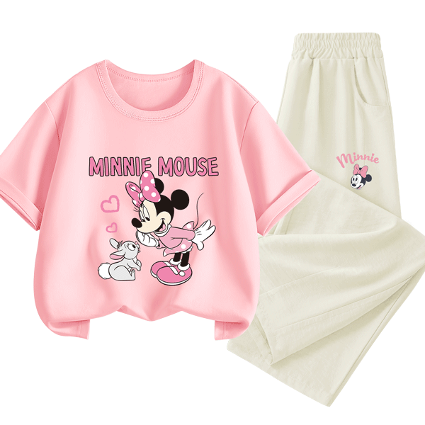 Disney Kids Clothing Children's Set 2026 Summer New Thin Girls Short Sleeve T-Shirt Loose Stylish Girls Long Pants