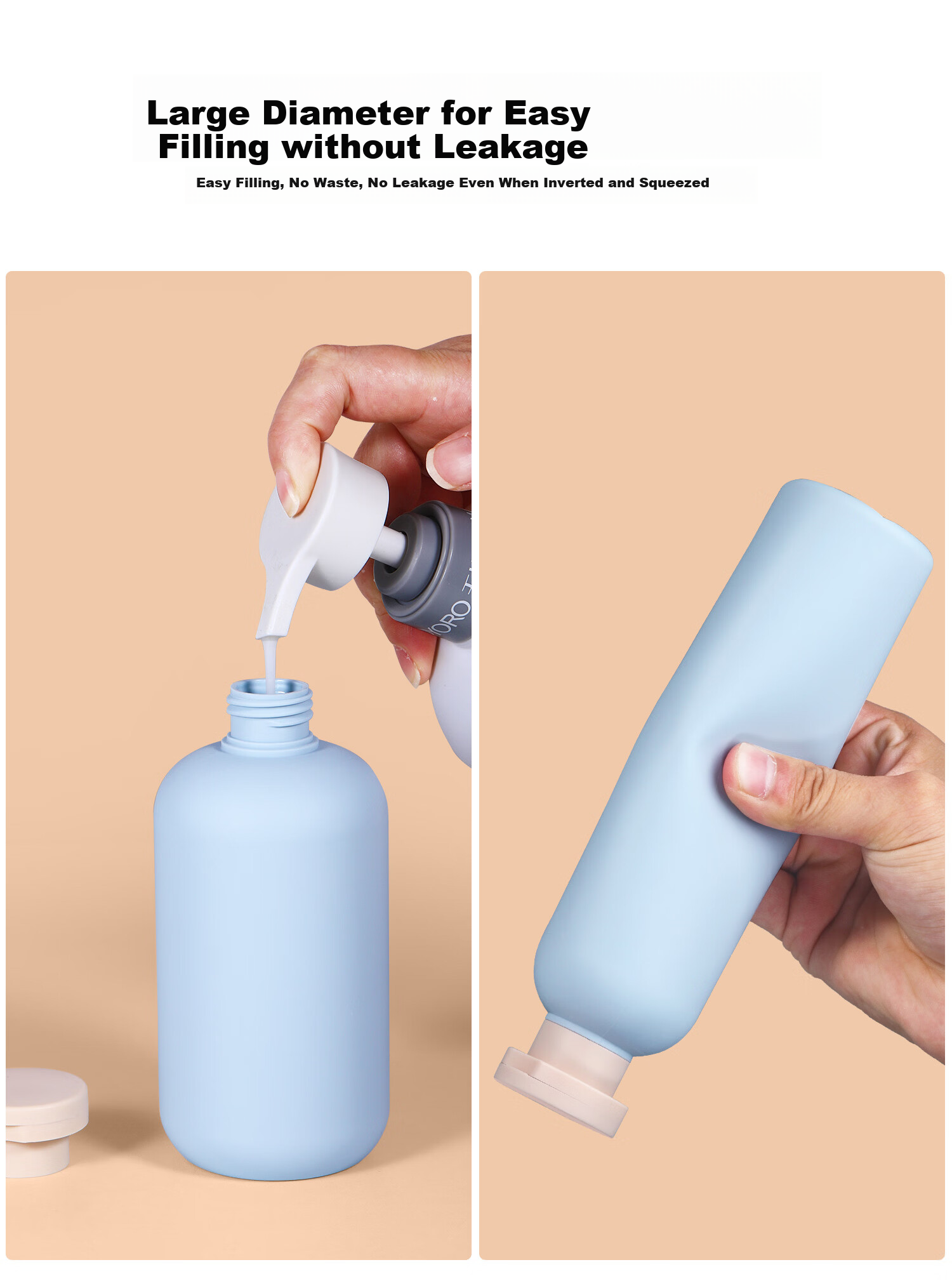 Kelorock Travel Refillable Bottles Waterproof Toiletry Bag Portable Press Dispenser Bottles for Shampoo and Shower Gel 3