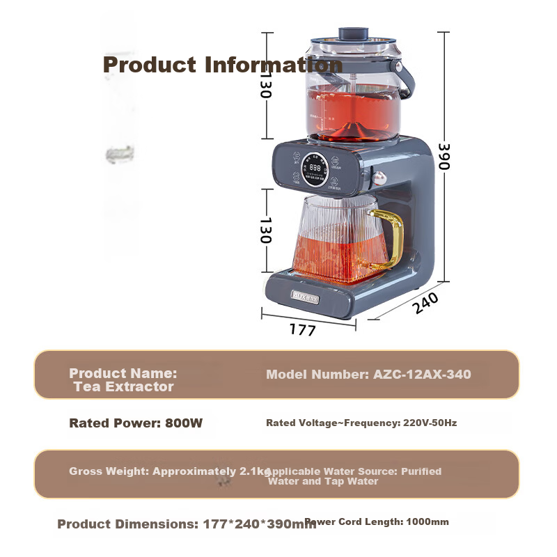 AUX Multifunctional Tea Maker Electric Kettle Health Pot Steam Spray Tea Extractor Home Office Tea Brewing Machine AZC-12AZX-340