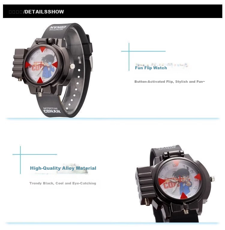 GEORGCOUNT Conan Style Anesthetic Watch Youth Boys Middle School Anime 2D Laser Children's Watch 4