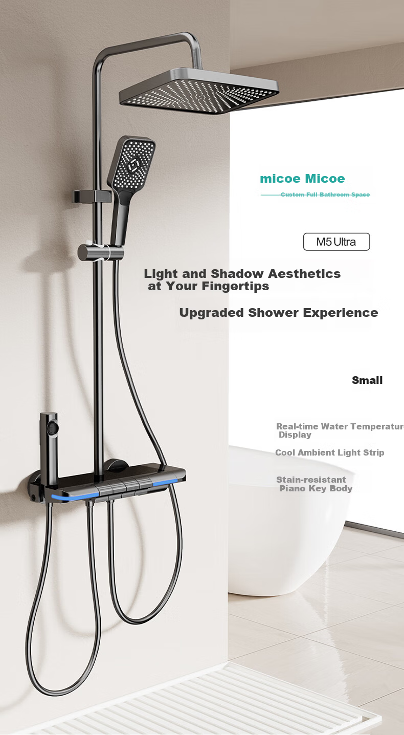 Micoe M5Ultra+ Series Thermostatic Shower Set with Digital Display Ambient Light Smart Shower Complete Set 1