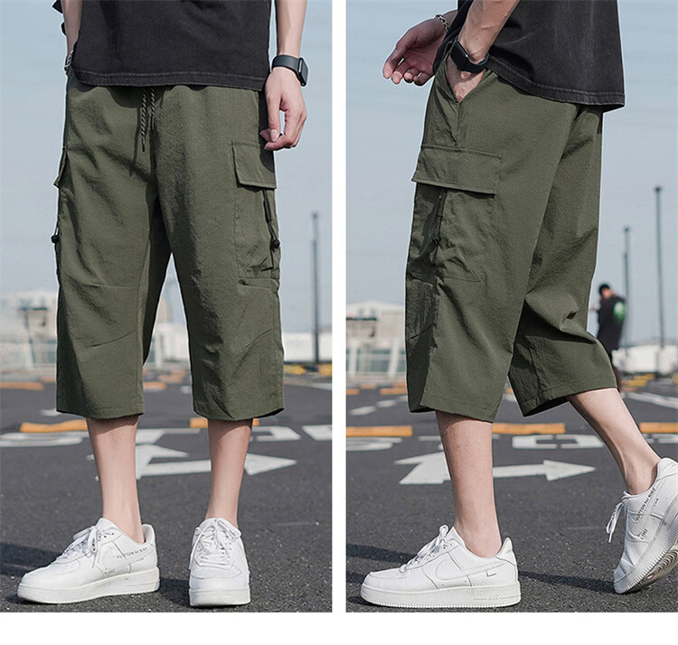 MARK FAIRWHALE Men's Summer Lightweight Cargo Cool Straight Casual Shorts Loose Fit Seven-Point Pants Gray M 12