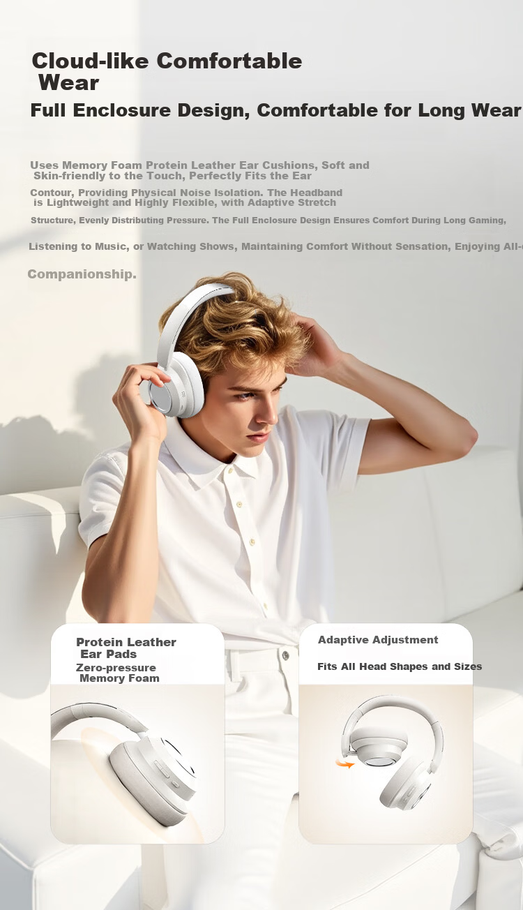 ENKOR EM9 Over-Ear Bluetooth Headphones Active Noise Cancelling 2026 Latest Wireless Music Wired Computer Gaming Deep Abyss Mirror RGB Lighting Ultra-Long Battery Life 7