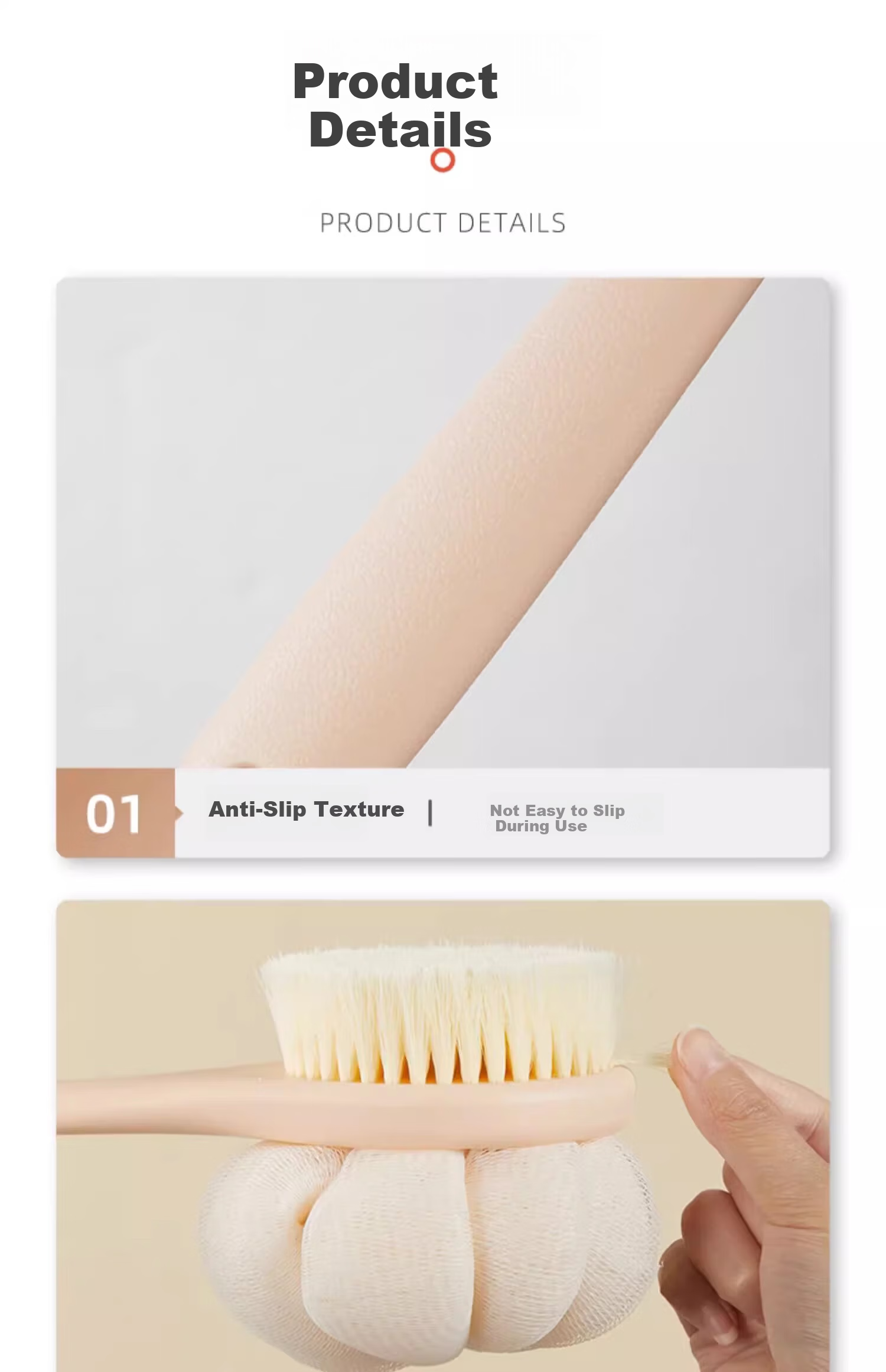 Youqin Long Handle Soft Bristle Double-Sided Bath Brush Exfoliating Scrub Brush Body Scrubber 17