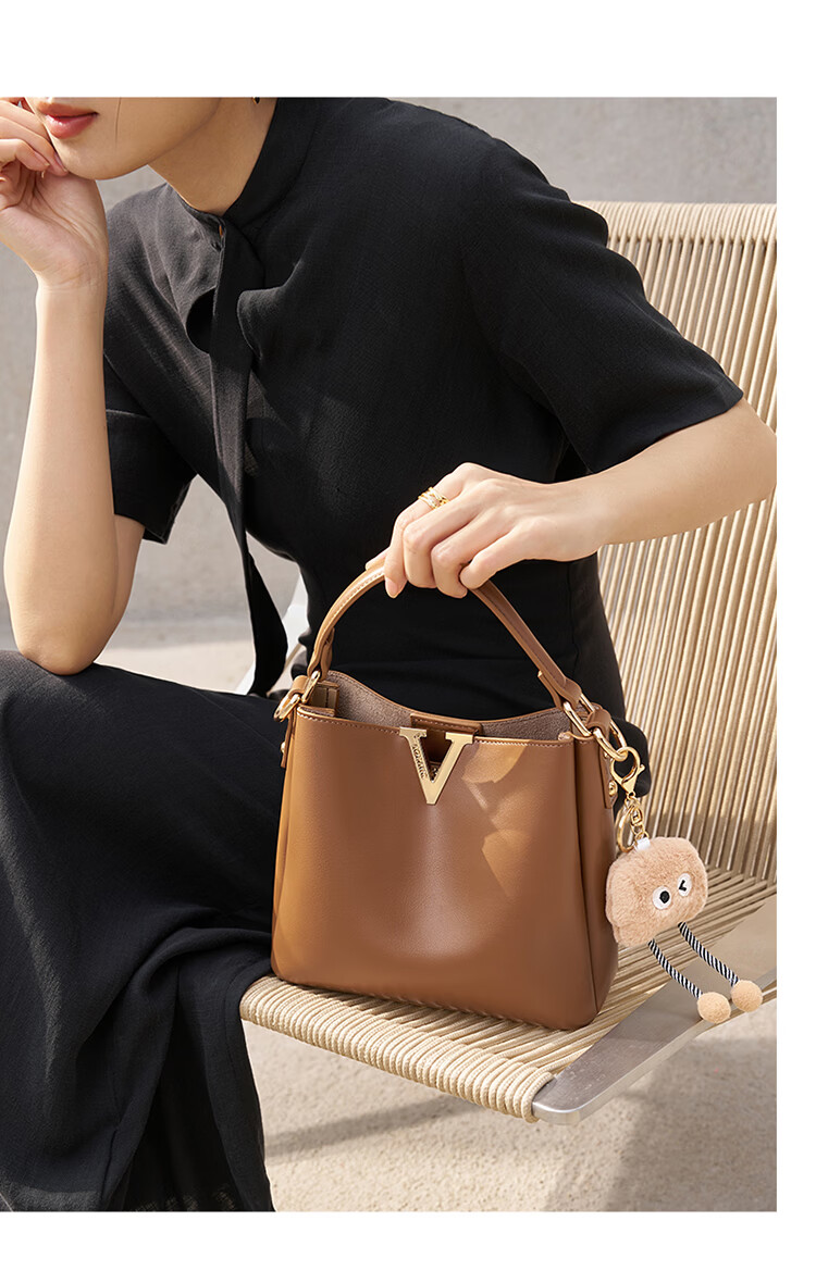Aokang Women's Trendy Cowhide Handheld Bucket Bag Luxury Crossbody Shoulder Bag Birthday Mother's Day Gift for Mom and Wife 14
