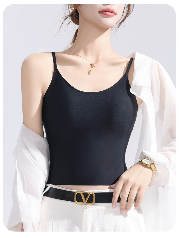 Urban Beauty [No Bra Needed] Women's Camisole with Chest Pad, Ice Silk Thin Seamless Back Beauty Underwear, Wearable as Outerwear or Innerwear 13