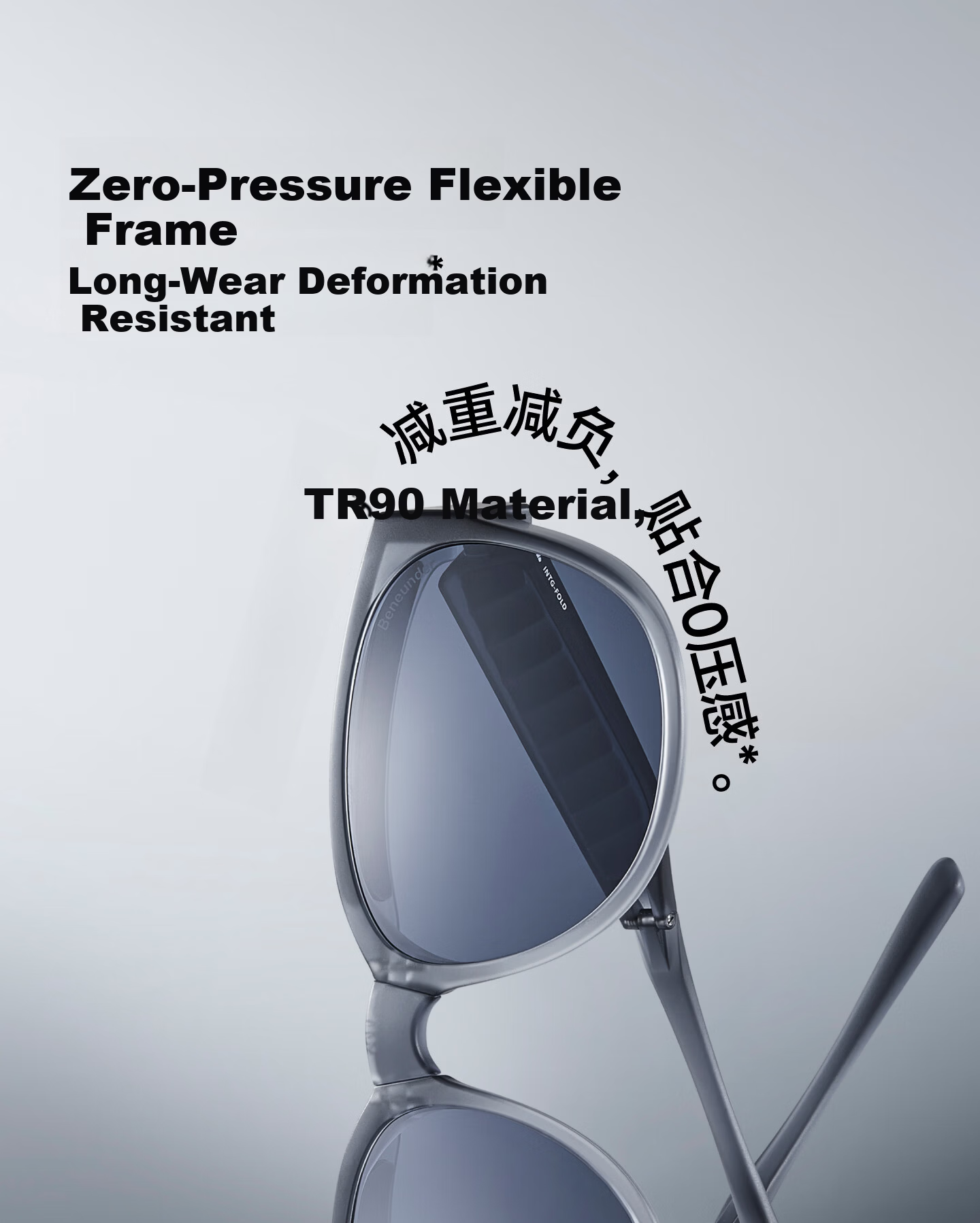 Beneunder Folding Polarized Sunglasses Case for Prescription Glasses, Large Square Round Frame, Unisex, Model FD011 14